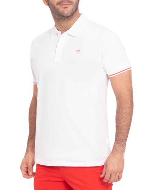 Camisa polo Oscar de la Renta blanca sólida para hombre