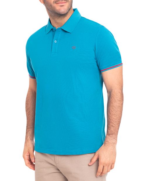 Camisa polo Oscar de la Renta celeste sólida para hombre