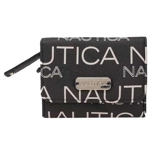 Billetera flap Nautica color negro para mujer