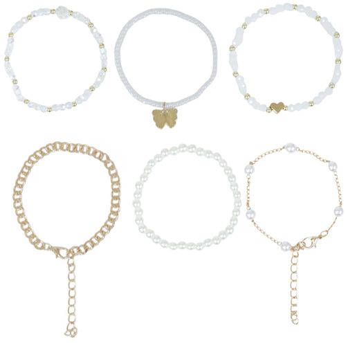 Set de 6 pulseras bicolor sólido para niña