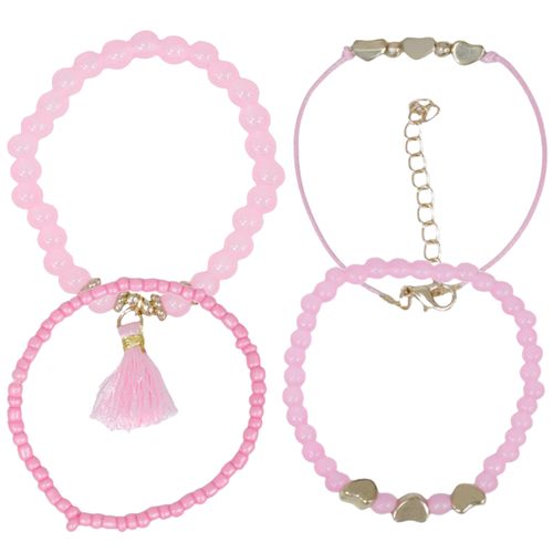 Set de 4 pulseras bicolor sólido para niña
