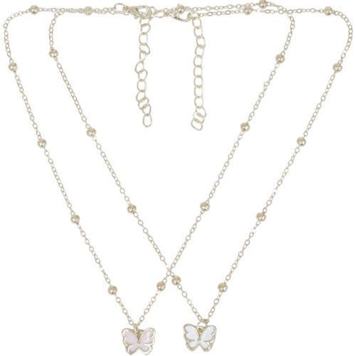 Set de 2 cadenas doradas sólido para niña