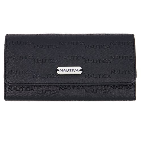 Billetera flap Nautica color negro para mujer