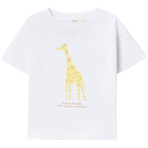 Camiseta blanca con estampado de jirafa para bebé niño