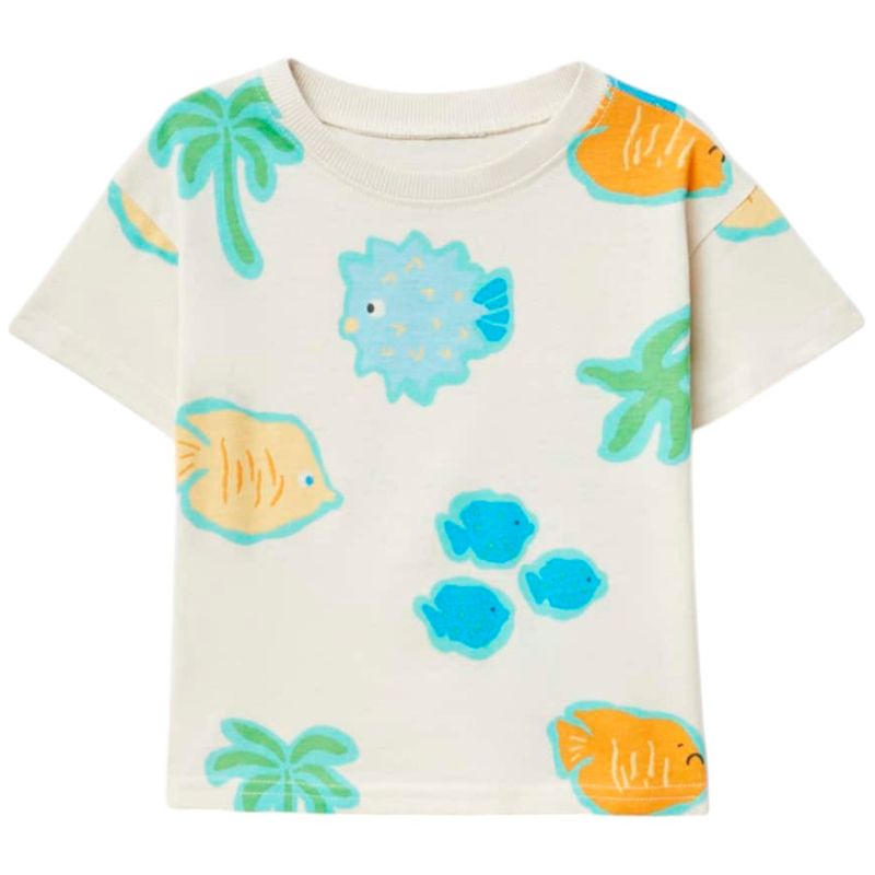 Blusa-beige-con-estampado-para-bebe-niña-104870945
