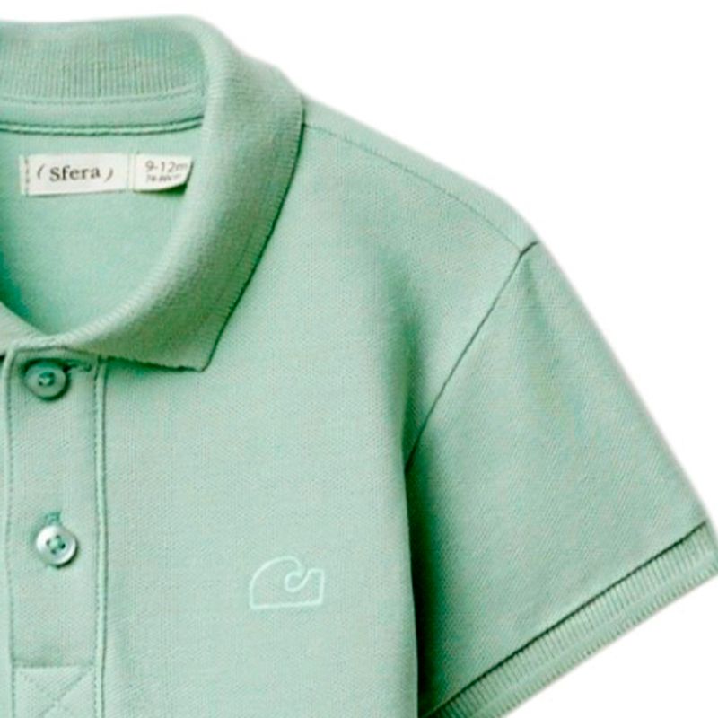 Camisa-polo-verde-solido-para-bebe-niño-104870957