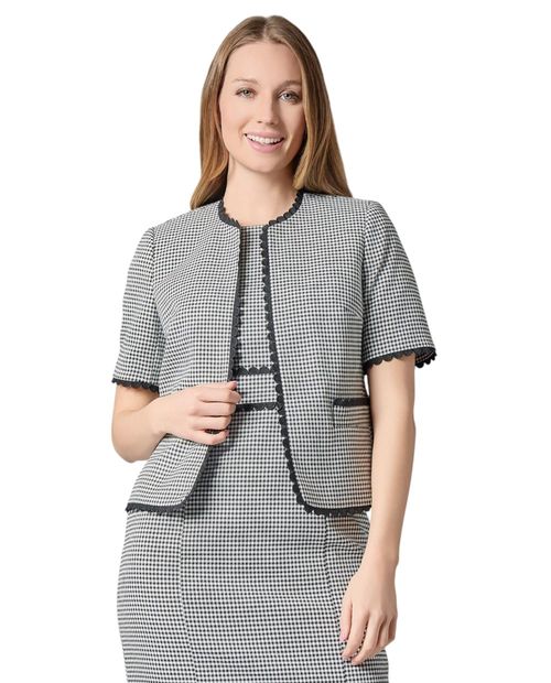 Chaqueta Kasper Separates formal cuadriculada manga corta para mujer