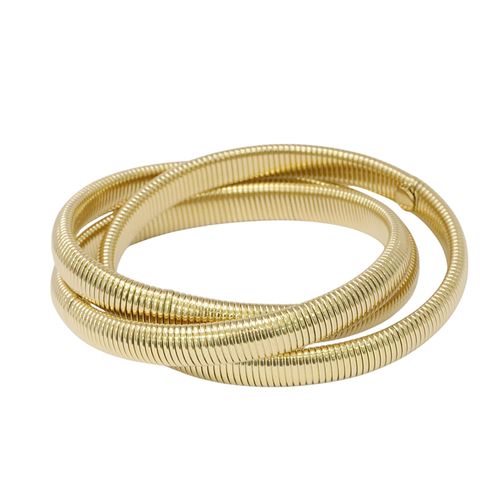 Brazalete de brass con baño de oro 1cm -9" para mujer