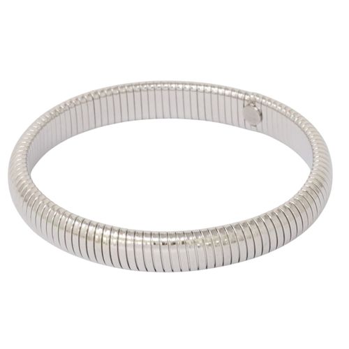 Brazalete rigido de brass en plateado para mujer