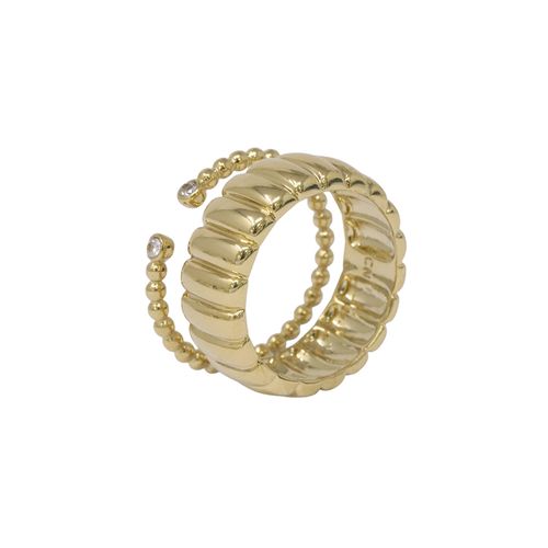 Anillo doble de brass con baño de oro talla 8 para mujer