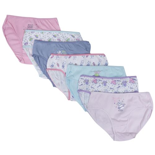 Set de 7 piezas ropa interior multicolor con estampado para niña