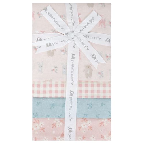 Set de 4 frazadas multicolor con estampado para bebé niña