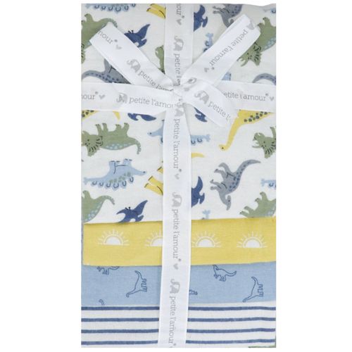 Set de 4 frazadas multicolor con estampado para bebé niño