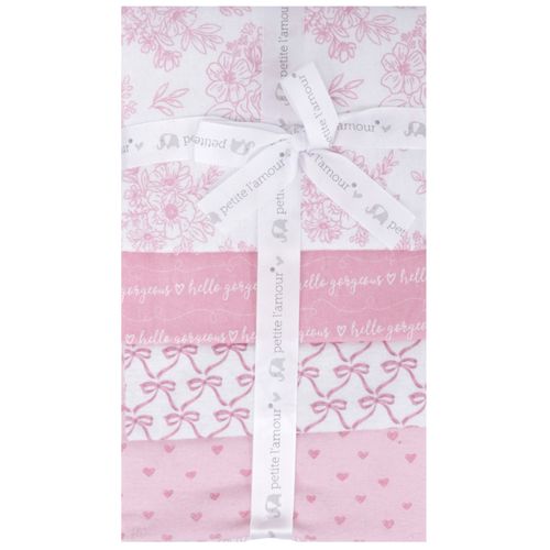 Set de 4 frazadas multicolor con estampado para bebé niña