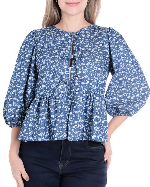 Blusa Kaktus péplum estampada mangas 3/4 para mujer