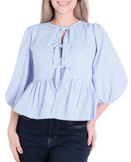 Blusa Kaktus péplum rayada mangas 3/4 para mujer
