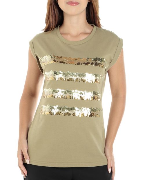 Camiseta Unexpected verde manga corta para mujer