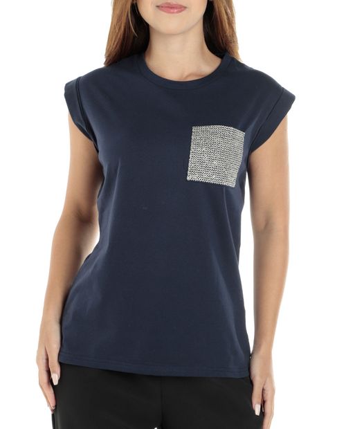 Camiseta Unexpected azul manga corta para mujer