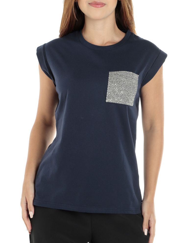 104731231-Camiseta-Unexpected-azul-manga-corta-para-mujer