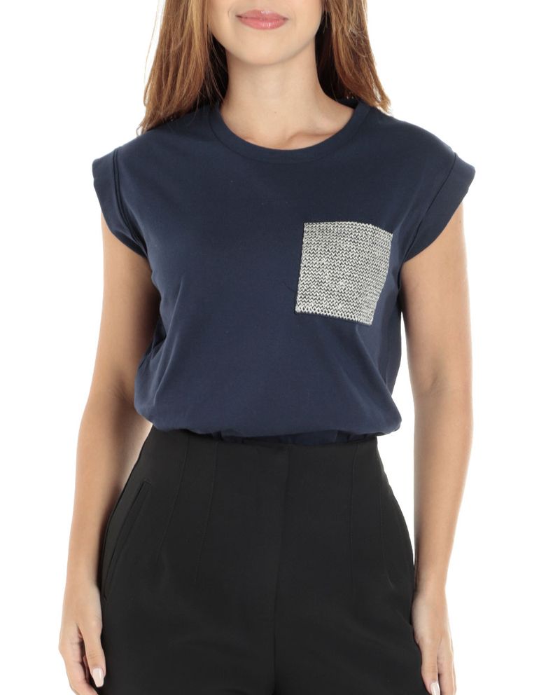 104731231-Camiseta-Unexpected-azul-manga-corta-para-mujer