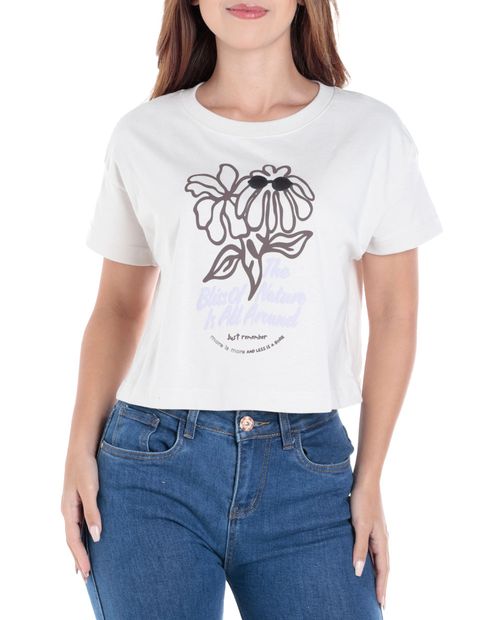 Blusa Orange crop top estampada manga corta para mujer