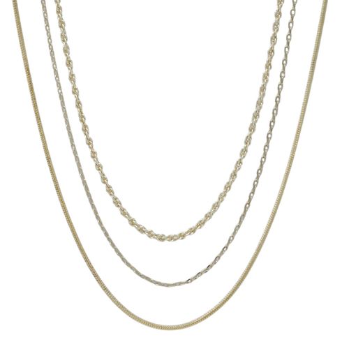 Set de cadenas de brass con baño de oro 16" para mujer