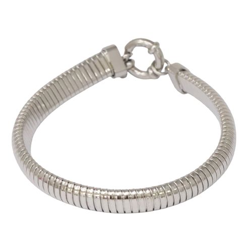 Brazalete de brass en plateado con zirconia para mujer
