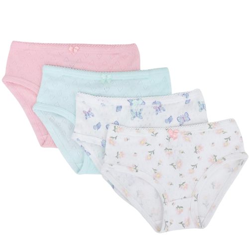Set de 4 piezas de ropa interior multicolor con estampado para niña