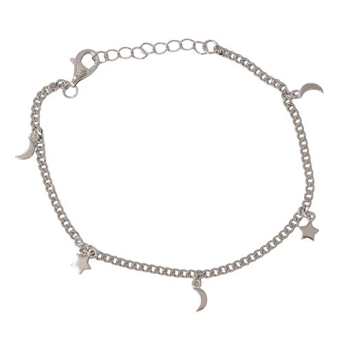 Pulsera de plata con dijes 2mm- 7.7" para mujer
