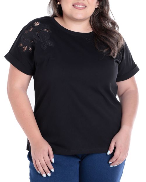 Camiseta Unexpected negra manga corta para mujer