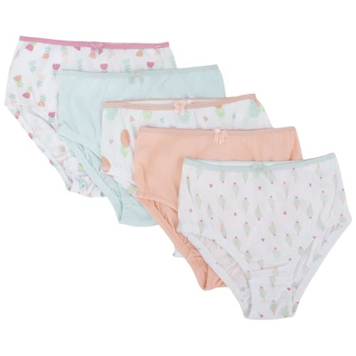 Set de 5 piezas de ropa interior multicolor con estampado para niña