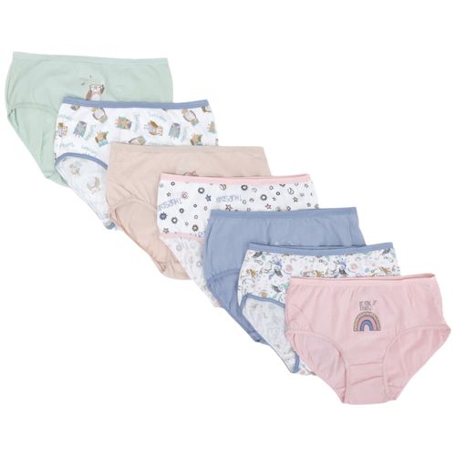 Set de 7 piezas de ropa interior multicolor con estampado para niña