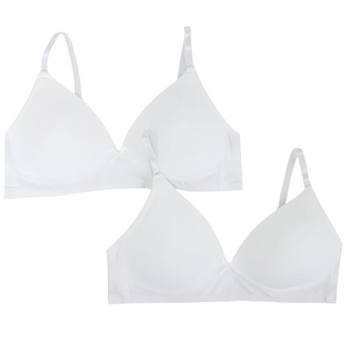 Set de 2 piezas de ropa interior blanco sólido para niña