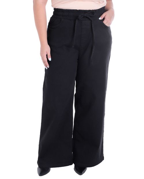 Pantalón Sabrina wide leg negro de cintura alta para mujer