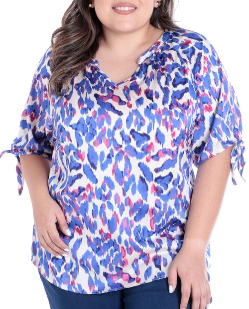 Blusa Sabrina casual estampada manga 3/4 para mujer