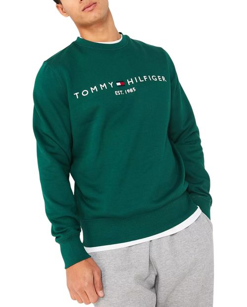 Suéter regular fit Tommy Hilfiger verde bordado para hombre