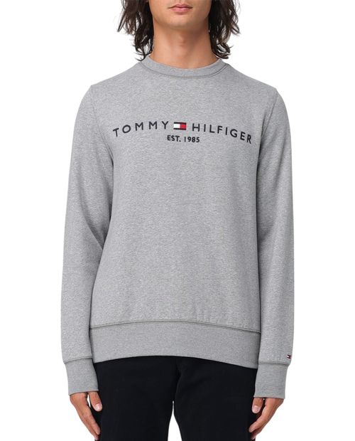Suéter regular fit Tommy Hilfiger gris bordado para hombre
