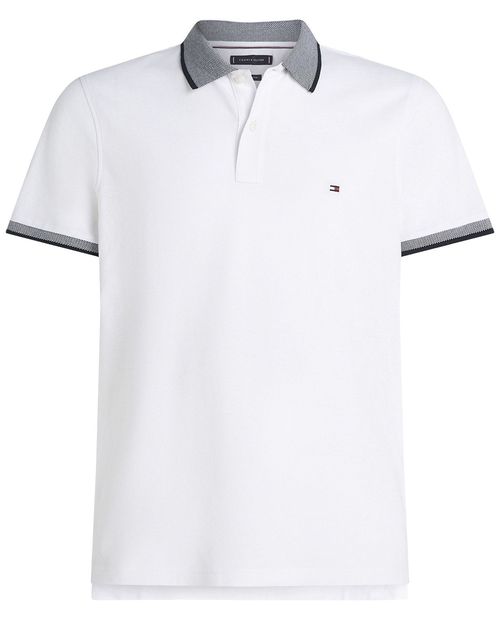 Camisa polo regular fit Tommy Hilfiger blanca sólida para hombre