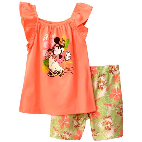 Pijama de 2 piezas bicolor con estampado de Minnie Mouse para niña