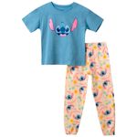 Pijama-de-2-piezas-bicolor-con-estampado-de-Stitch-para-niña-104776806