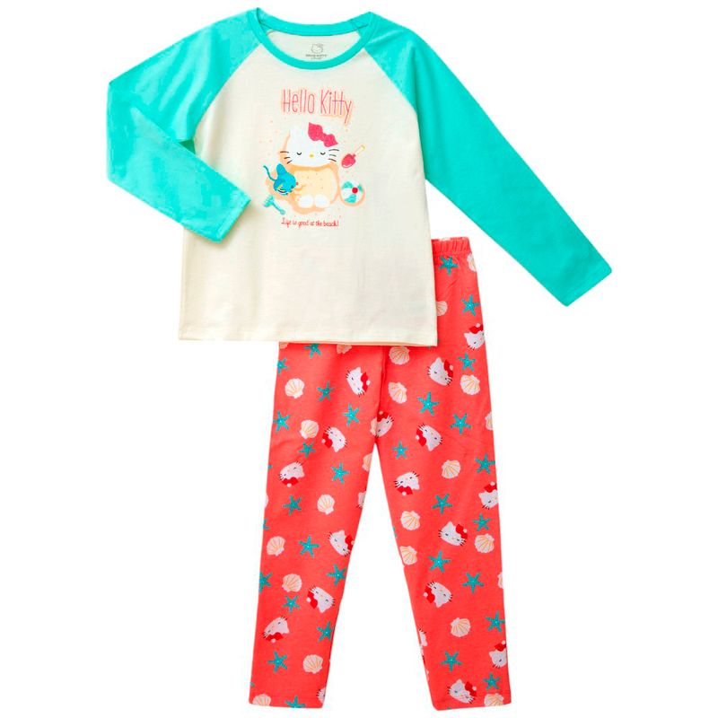 Pijama-de-2-piezas-multicolor-con-estampado-de-Hello-Kitty-para-niña-104776813
