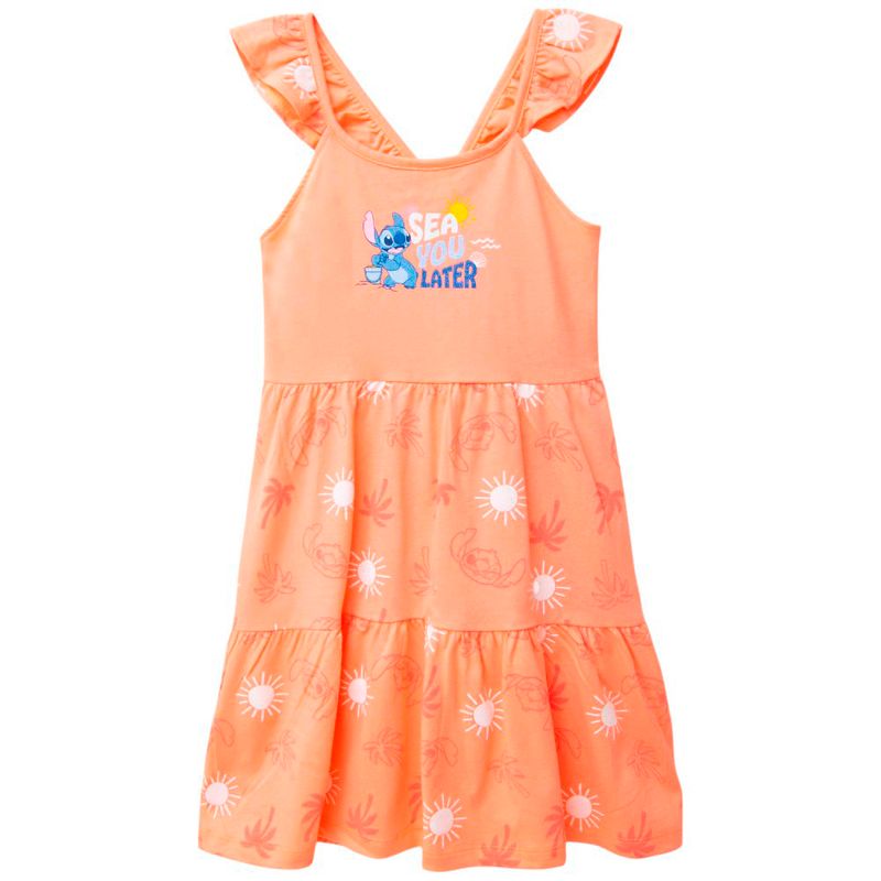 Vestido-anaranjado-con-estampado-de-Stitch-para-niña-104776793