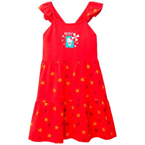 Vestido rojo con estampado de Hello Kitty para niña
