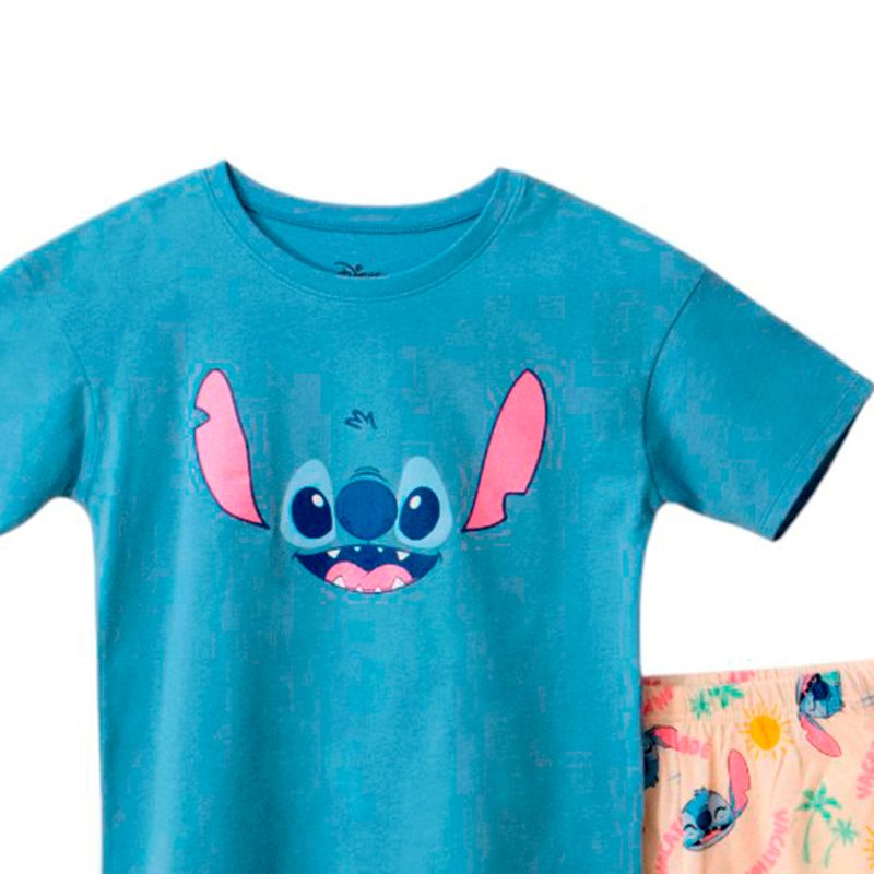 Pijama-de-2-piezas-bicolor-con-estampado-de-Stitch-para-niña-104776806