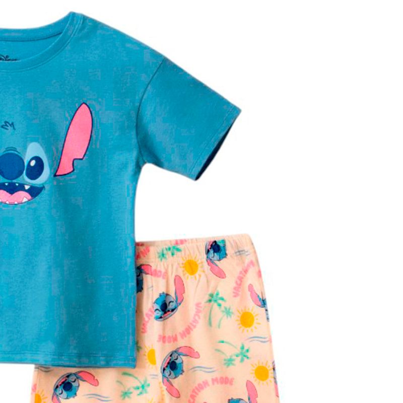 Pijama-de-2-piezas-bicolor-con-estampado-de-Stitch-para-niña-104776806