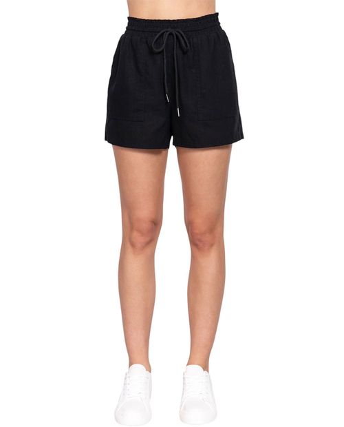 Short Active Basic pull on negro de cintura alta para mujer
