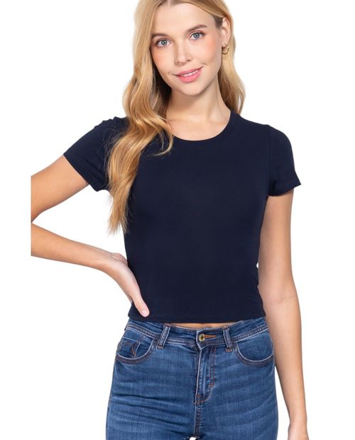 Camiseta Active Basic negra manga corta para mujer
