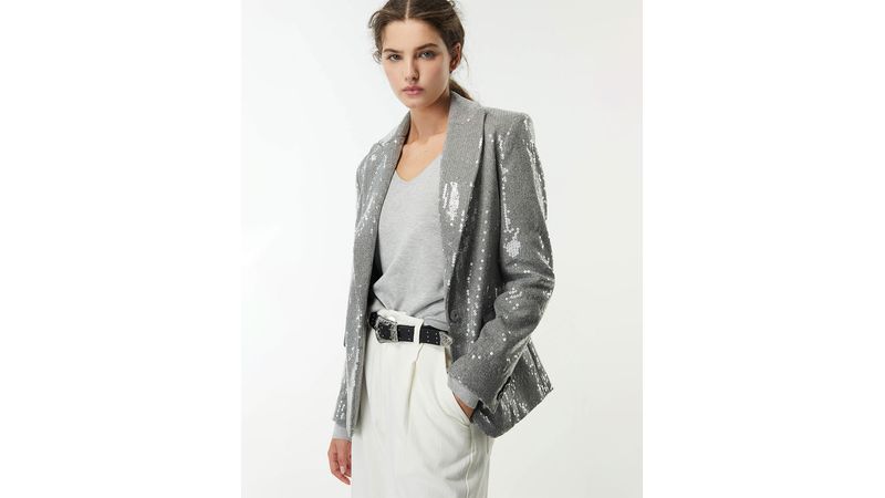 Blazer Sfera plateado manga larga para mujer