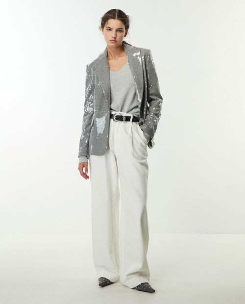 Blazer Sfera plateado manga larga para mujer