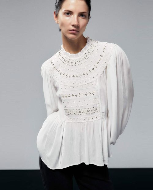 Blusa Sfera casual blanca manga larga para mujer